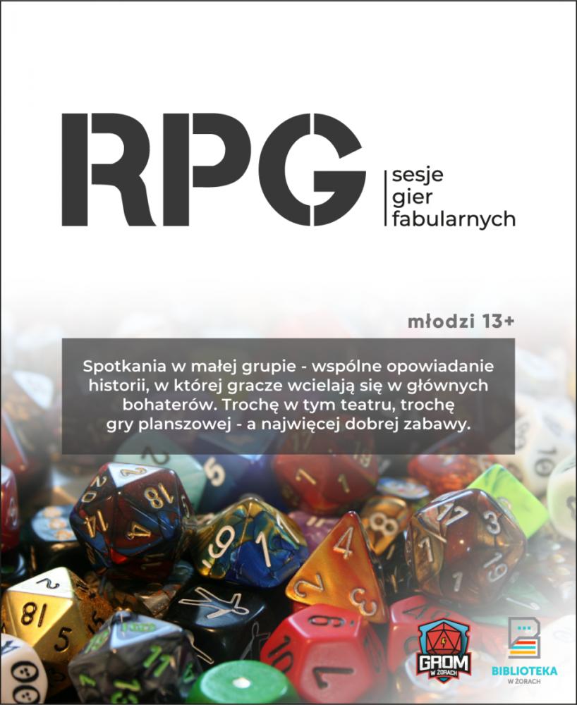 Plakat reklamujący zajęcia RPG.